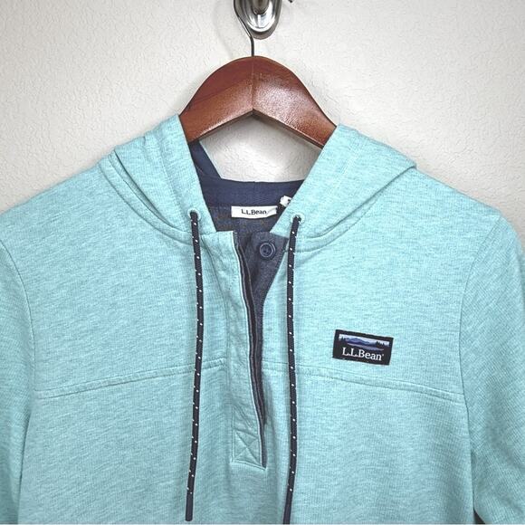 L.L Bean Hoodie Women's MP Mint Rugby Popover Sweatshirt Boating Nautical Beach - Picture 4 of 14